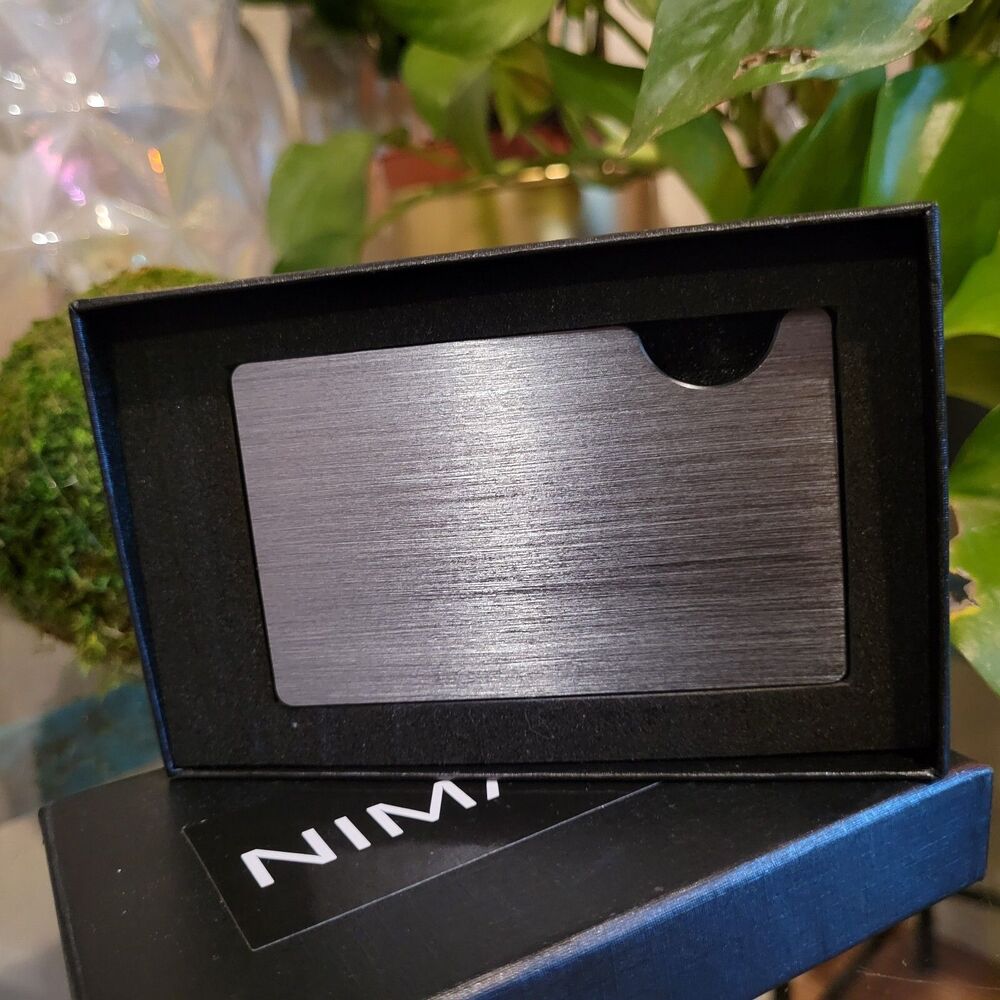 Premium Steel Wallet Raw Silver Money Clip RFID Blocking Minimalistic Mens Card